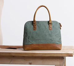 Mens Canvas Leather Briefcase Handbag Work Bag Business Bag for Men