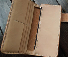 Handmade Leather Biker Wallet Tooled Floral Mens Cool Chain Wallet Trucker Wallet with Chain