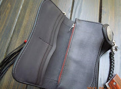 Handmade Leather Biker Wallet Mens Cool Chain Wallet Trucker Wallet with Chain