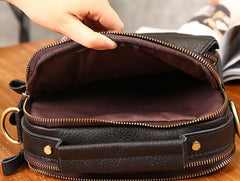 Cool Coffee Small Leather Mens Side Bag Messenger Bag Shoulder Bag for Men