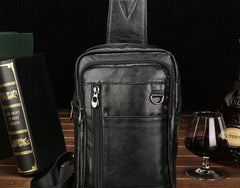 Cool Leather Mens Sling Bag Sling Shoulder Bag Sling Backpacks Chest Bag for men - imessengerbags