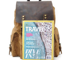 Khaki Waxed Canvas Laptop Backpack 
