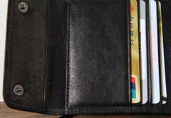 Genuine Leather Mens Cool billfold Leather Wallet Men Small Wallets Trifold for Men - imessengerbags