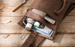 Coffee Leather Mens Cool Sling Bag Sling Shoulder Bags Sling Backpacks for men