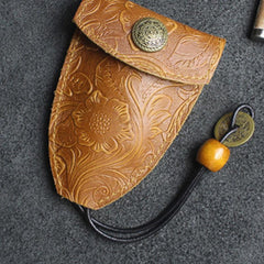 Handmade Leather Floral Mens Cool Car Key Wallet Coin Wallet Pouch Car KeyChain for Men - imessengerbags