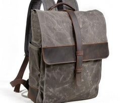 Waxed Canvas Leather Mens Backpack Canvas Travel Backpacks Canvas School Backpack for Men - imessengerbags