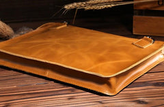 Vintage Small Leather Mens Messenger Bag Clutch Wristlet Shoulder Bag for Men