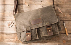 Waxed Canvas Messenger Bags for men Vintage Shoulder Bag for men