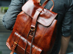 Handmade Leather Mens Backpacks Travel Backpacks Laptop Backpack for men