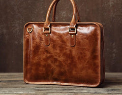 Handmade Leather Mens Cool Messenger Bag Briefcase Work Bag Business Bag Laptop Bag for men