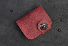 Handmade Leather Floral Mens Cool Biker Wallet Leather Wallet Men billfold Wallets Bifold for Men - imessengerbags