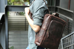 Vintage Leather Mens Backpacks Travel Backpack Laptop Backpack for men - imessengerbags