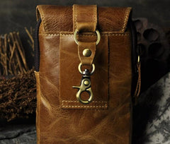 Small Mens Leather Belt Pouch Holsters Belt Case Cell Phone Waist Pouch for Men