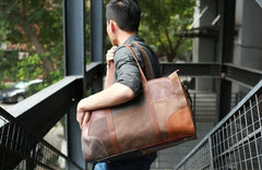 Cool Leather Mens Weekender Bags Travel Bag Duffle Bags Overnight Bag for men