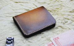 Vintage Leather Brown Mens Slim Small Wallet Leather Bifold Wallets for Men - imessengerbags