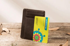 Leather Mens Slim Card Holder Front Pocket Wallets Card Wallet for Men - imessengerbags