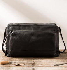 Black Brown Cool Leather Mens Shoulder Bags Messenger Bags for Men - imessengerbags