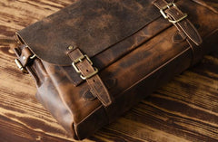 Genuine Leather Mens Cool Messenger Bag Briefcase Work Bag Business Bag for men