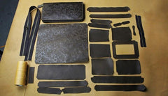 Handmade Leather Floral Mens Cool Travel Long Wallet Card Holder Card Slim Clutch Wallets for Men - imessengerbags