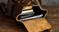 Handmade Leather Mens Cool Backpack Sling Bag Large Travel Bag Hiking Bag for men