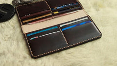 Vintage Leather Coffee Bifold Mens Long Wallet Leather Long Wallets for Men