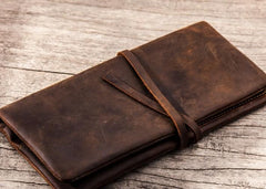 Vintage Leather Long Wallets for men Bifold Men Long Wallet - imessengerbags
