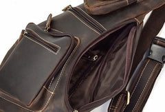 Cool Leather Chest Bag Sling CrossBody Bag Sling Travel Bag Sling Hiking Bag For Men