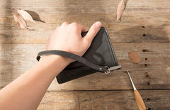 Cool Black Wristlet Wallet Leather Mens Long Wallet Long Wallet for Men - imessengerbags