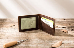 Coffee Cool Leather Mens Slim Small Wallets Bifold Vintage billfold Wallet for Men - imessengerbags