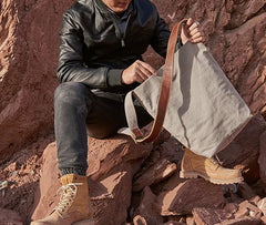 Mens Canvas Gray Cool Bucket Courier bag Messenger Bag Canvas Side Bag for Men - imessengerbags