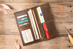 Vintage Slim long Wallets Leather Mens Tan Wallet Long Wallet for Men - imessengerbags