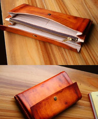 Handmade Leather Vintage Mens Long Wallet Cool Long Wallet for Men - imessengerbags