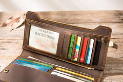 Vintage Cool Mens long Wallet Leather Wallet Long Wallet for Men - imessengerbags