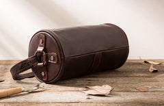 Cool Leather Mens Barrel Shoulder Bag Coffee Messenger Bags for Men - imessengerbags