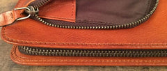 Genuine Leather Mens Cool Long Leather Phone Wallet Zipper Clutch Wristlet Wallet for Men - imessengerbags