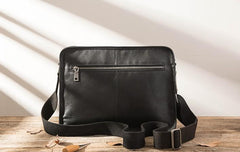 Black Cool Leather Mens Shoulder Bags Messenger Bags for Men