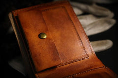 Handmade Leather Lion Mens billfold Wallet Cool Leather Wallet Slim Wallet for Men - imessengerbags
