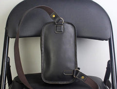 Genuine Leather Mens Cool Chest Bag Sling Bag Crossbody Bag Travel Bag Hiking Bag for men