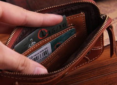 Genuine Leather Mens Cool Phone Key Wallet Card Slim Wallet Key Holder Car Key Case for Men - imessengerbags