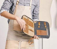 Gray Canvas Leather Mens Large Clutch Wallet Zipper Wristlet Bag Purse for Men