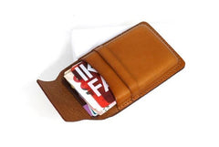 Badass Leather Mens Card Wallet Front Pocket Wallets Small Slim Wallet Change Wallet for Men - imessengerbags