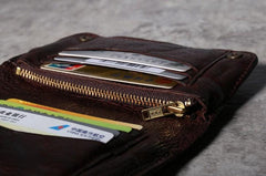 Handmade Genuine Leather Mens Cool Slim Leather Wallet Men Small Wallets Bifold for Men - imessengerbags