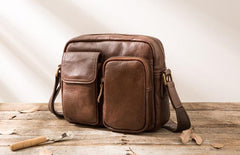 Cool Leather Mens Messenger Bags Small Shoulder Bags  for Men