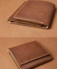Handmade Coffee Leather Mens Small Trifold Wallet Cool billfold Wallet for Men - imessengerbags