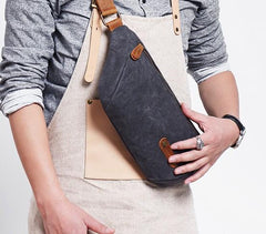 Gray Cool Canvas Mens Sling Bag Chest Bag One Shoulder Packs for men