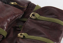 Genuine Leather Mens Cool Backpack Sling Bag Large Black Travel Bag Hiking Bag for men