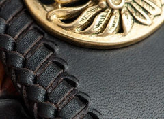 Handmade Leather Tooled Prajna Mens Chain Biker Wallet Cool Leather Wallet With Chain Wallets for Men - imessengerbags
