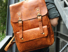 Cool Leather Mens Backpacks Travel Backpack Vintage Laptop Backpack for men