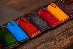 Handmade Leather Tooled Mens Cool Car Key Wallet Coin Wallet Pouch Car KeyChain for Men - imessengerbags
