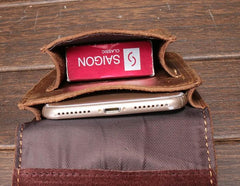 Leather Mens Cigarette Case with Belt Loop Cell Phone Holster Belt Pouch for Men